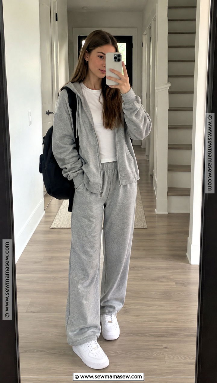 Teen Fall Outfit With Zip Hoodie Basic Tee And Sweatpants - 15 teen fall outfit inspo ideas