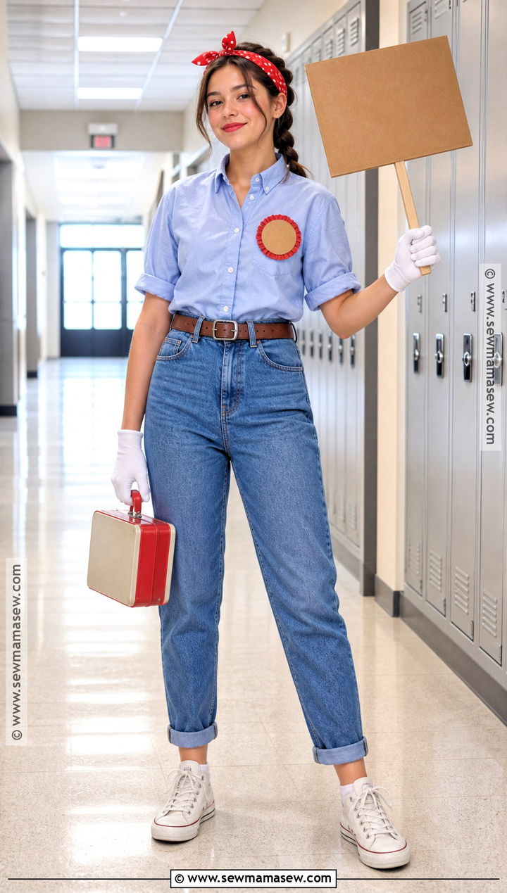 Teen Rosie The Riveter Costume With Mom Jeans - 35 rosie the riveter costume ideas