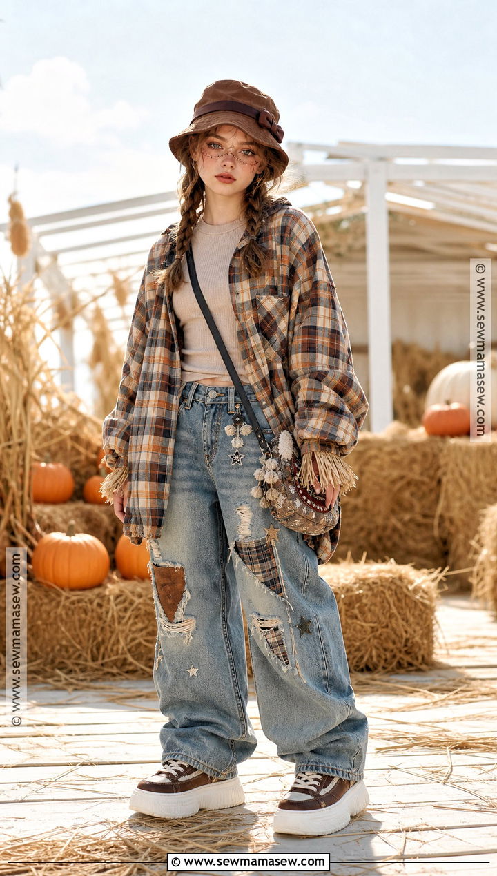 Teen Scarecrow Costume With Baggy Jeans - 50 scarecrow costume ideas