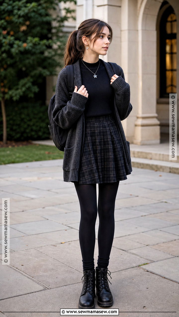 Teen Witch Outfit With Plaid Skirt - 35 witches outfit ideas