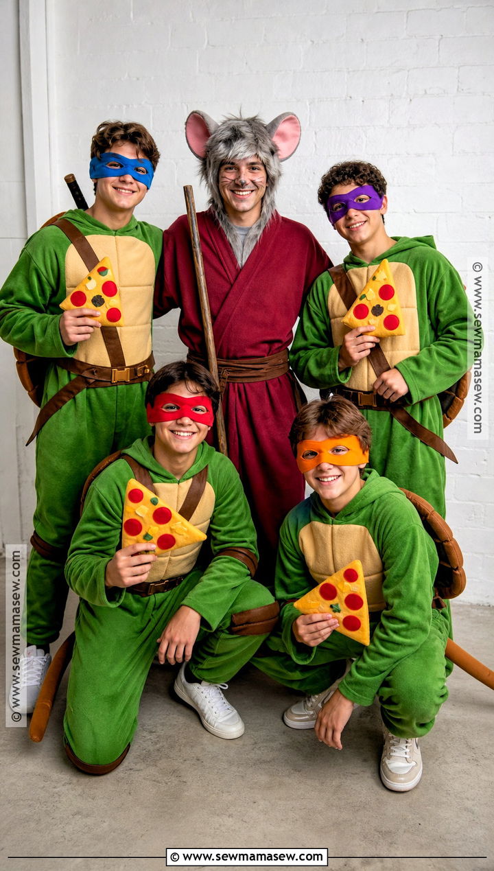 Teenage Mutant Ninja Turtles And Splinter Costume - 35 5 people halloween costumes