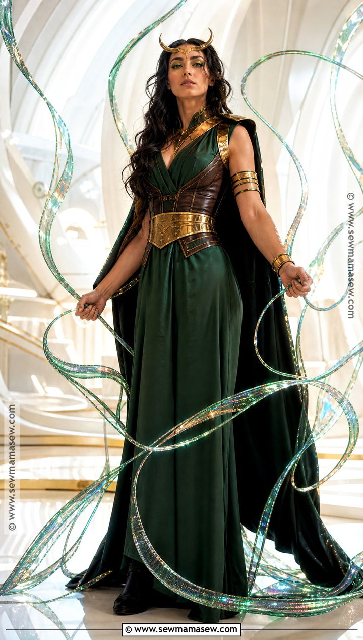 Temporal Loom Loki Costume With Green Robes - 30 Loki Costume Ideas for Females