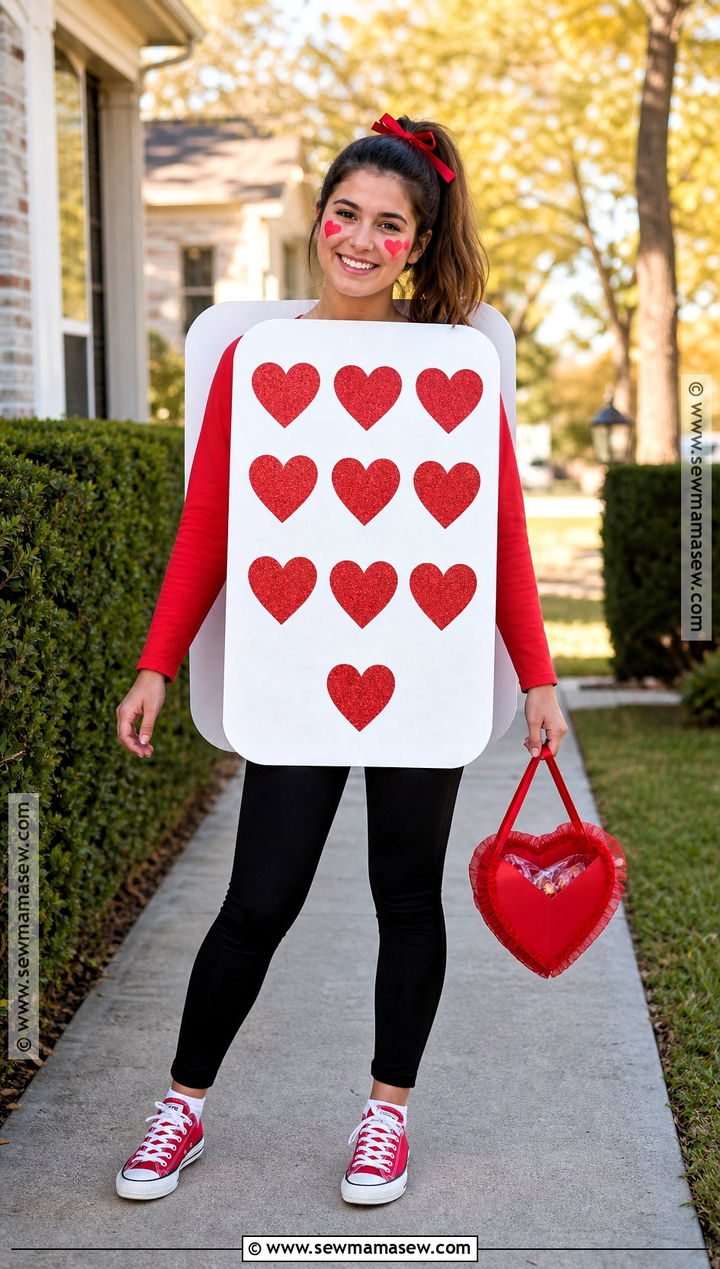Ten Of Hearts Costume With Poster Board - 30 Deck Of Cards Costume Ideas