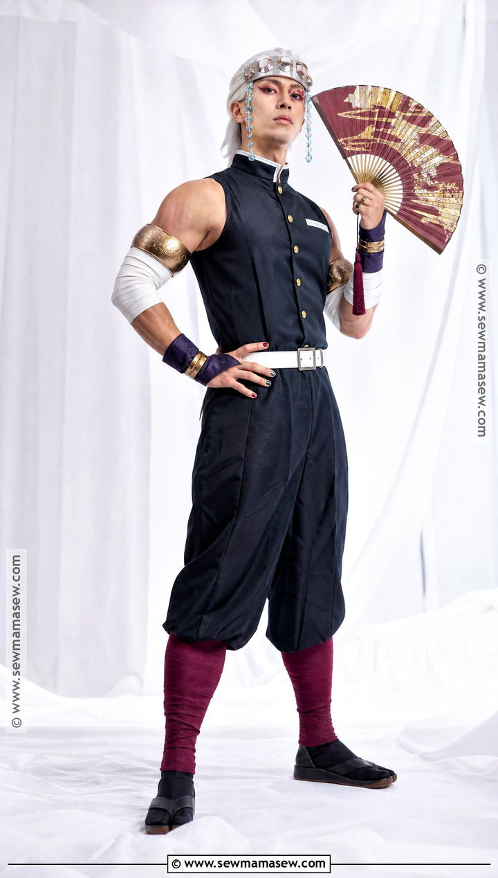 Tengen Uzui Cosplay With Jeweled Headband - 30 white hair cosplay ideas