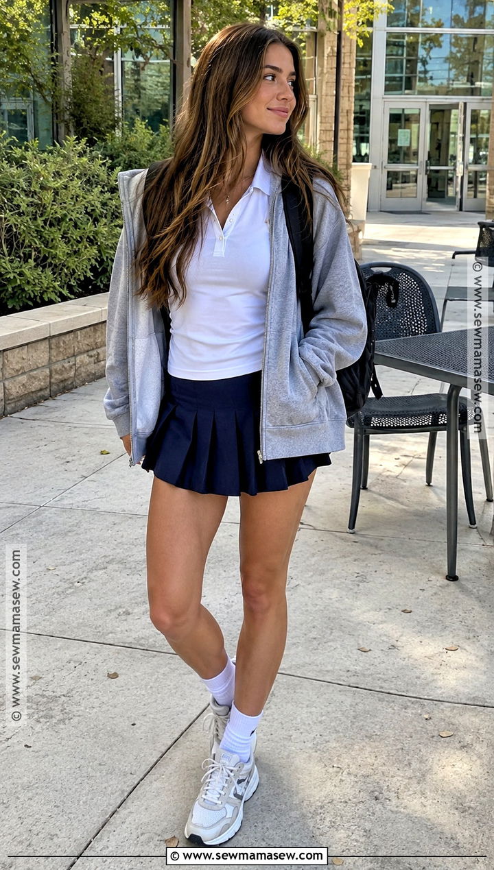 Tennis Skirt And Zip Up Hoodie Back To School Outfit - 25 back to school fits
