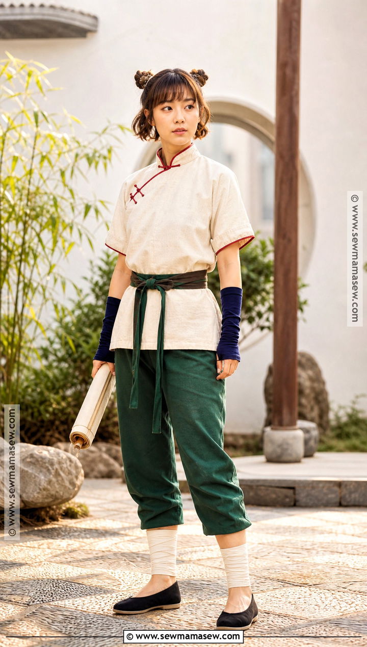 Tenten Costume With Mini Hair Buns - 30 short brown hair costume ideas