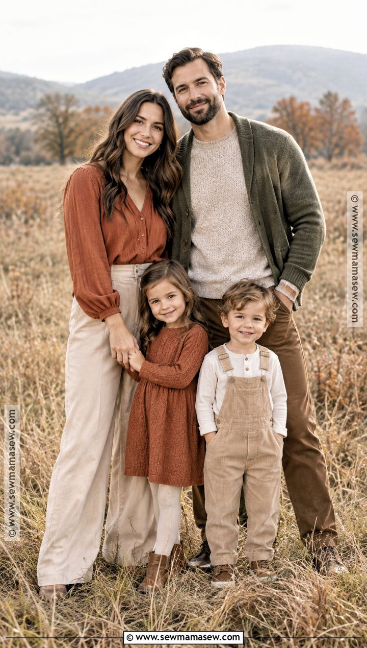 Terracotta And Beige Fall Family Picture Outfit - 25 casual fall family picture outfits