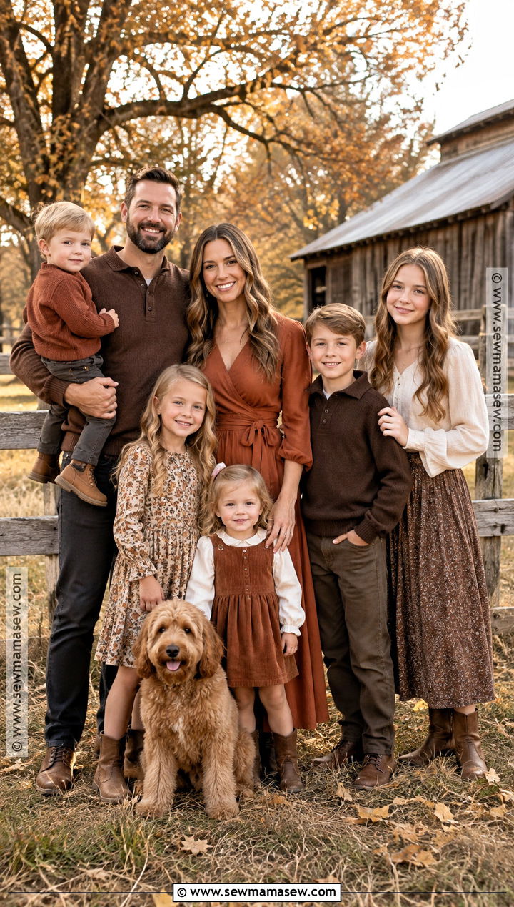 Terracotta And Chocolate Fall Family Picture Outfits - 15 fall large family pictures outfits