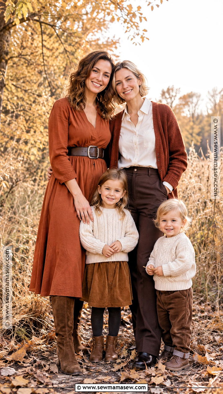 Terracotta And Chocolate Lesbian Fall Family Picture Outfit - 15 lesbian fall family pictures outfits