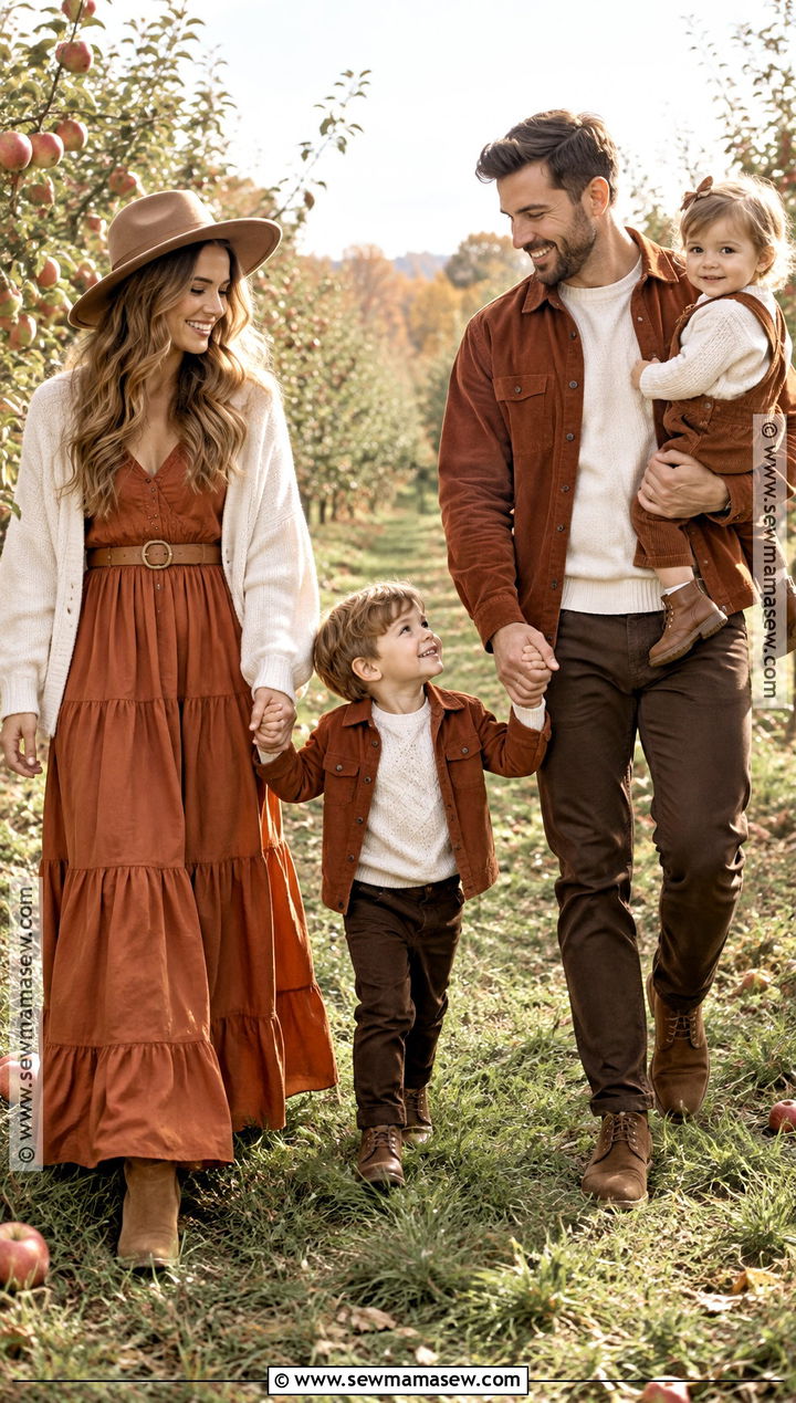 Terracotta And Cream Fall Family Photo Outfit - 20 fall outfit photoshoot family pics ideas