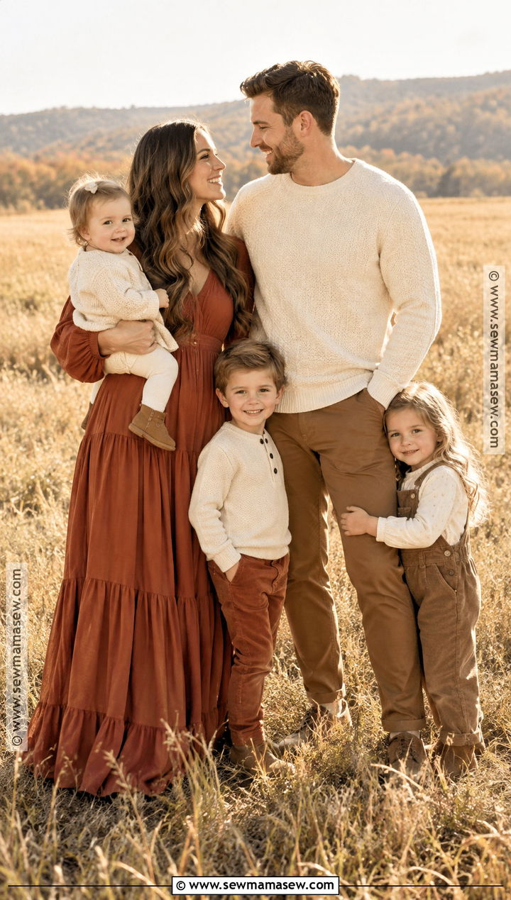 Terracotta And Cream Fall Family Photo Outfit - 20 simple fall family photo outfits
