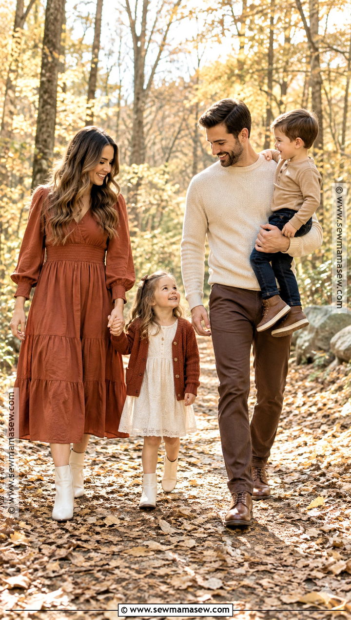 Terracotta And Cream Fall Family Photo Outfits - 20 cute fall family photo outfits