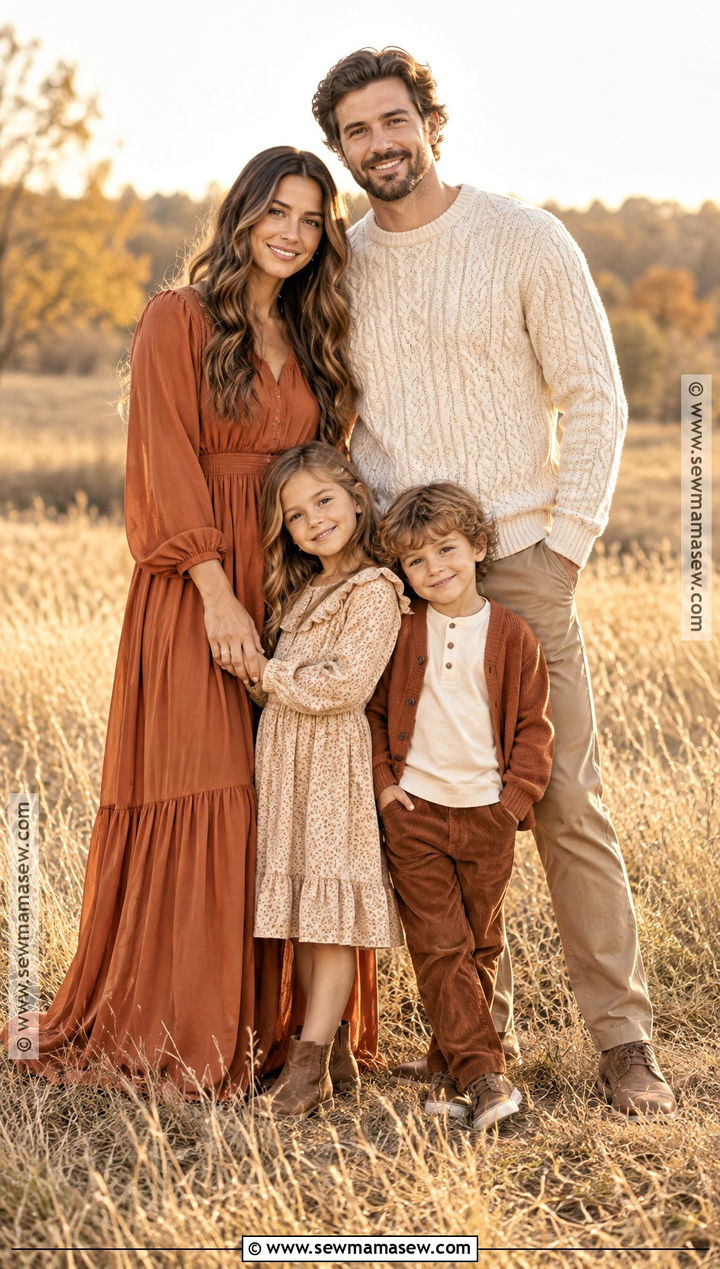 Terracotta And Cream Fall Family Photoshoot Outfit - 20 fall family photoshoot outfits