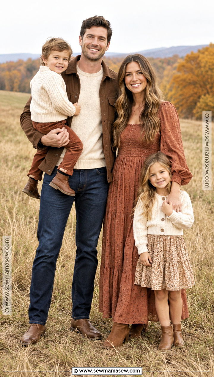 Terracotta And Cream Fall Family Picture Outfit - 20 fall picture outfits for family