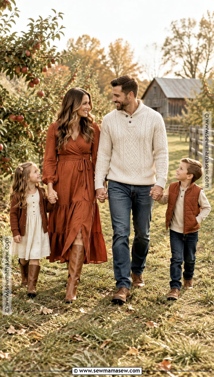 Terracotta And Cream Fall Family Session Outfit - 15 fall session outfits for family