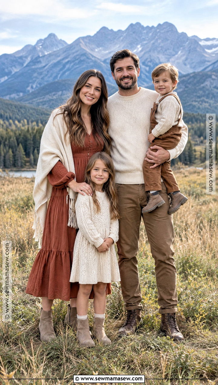 Terracotta And Cream Mountain Family Photo Outfits - 15 family photo outfits fall mountains