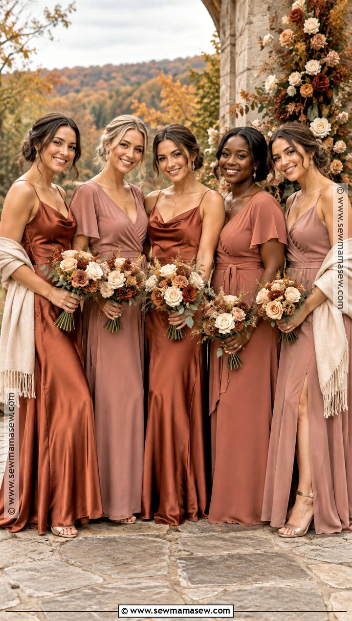 Terracotta And Dusty Rose Fall Bridesmaid Dresses - 15 Non Matching Bridesmaid Dresses Fall
