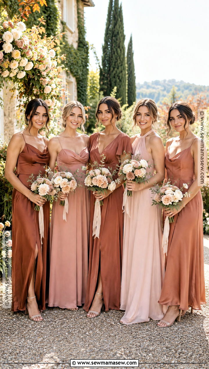 Terracotta And Dusty Rose Mismatch Bridesmaid Dresses - 15 Fall Mismatch Bridesmaid Dresses