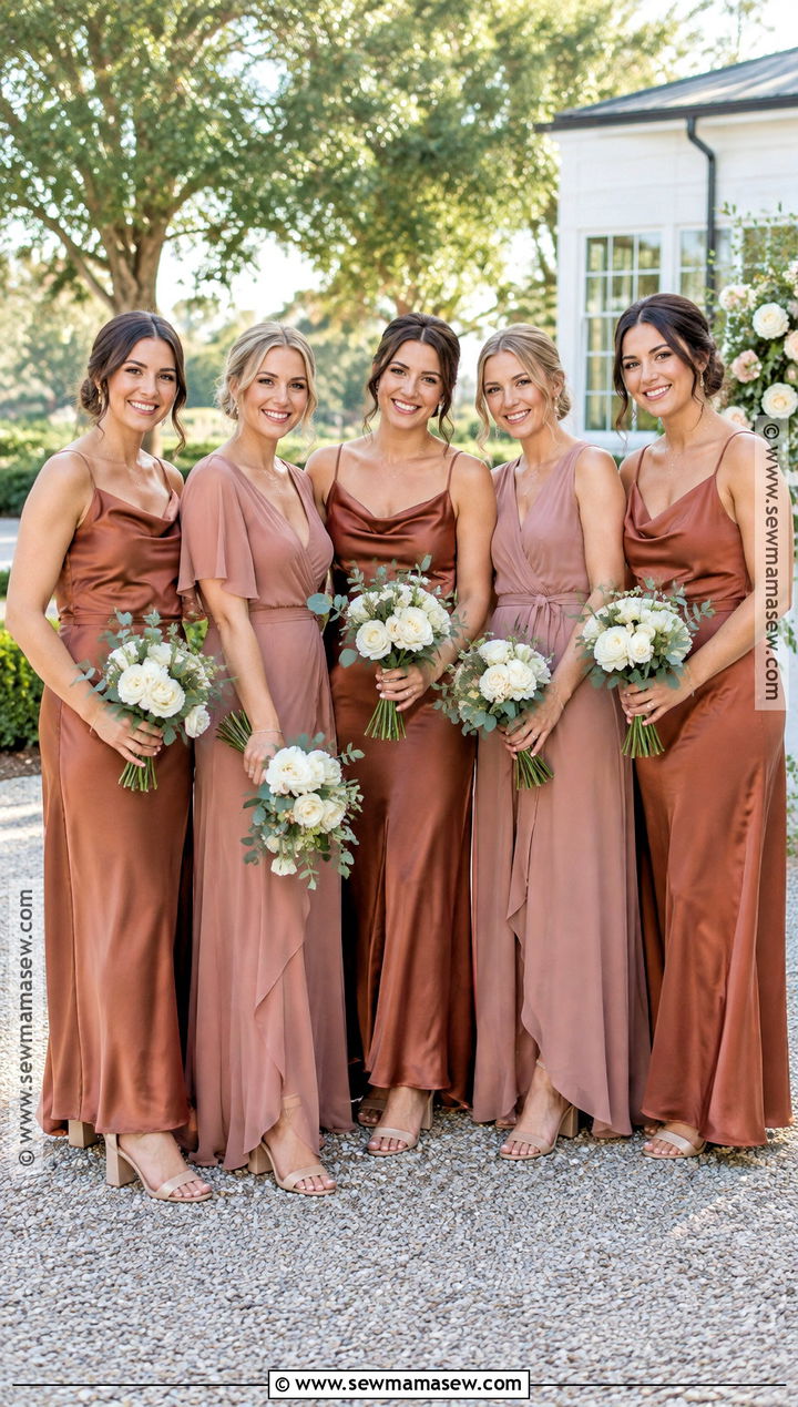 Terracotta And Dusty Rose Mismatched Bridesmaid Dresses - 20 fall bridesmaid dresses mismatched