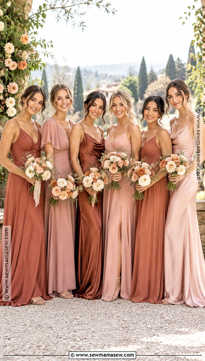 Terracotta And Dusty Rose Mismatched Bridesmaid Dresses - 15 Autumn Bridesmaid Dresses Mismatched