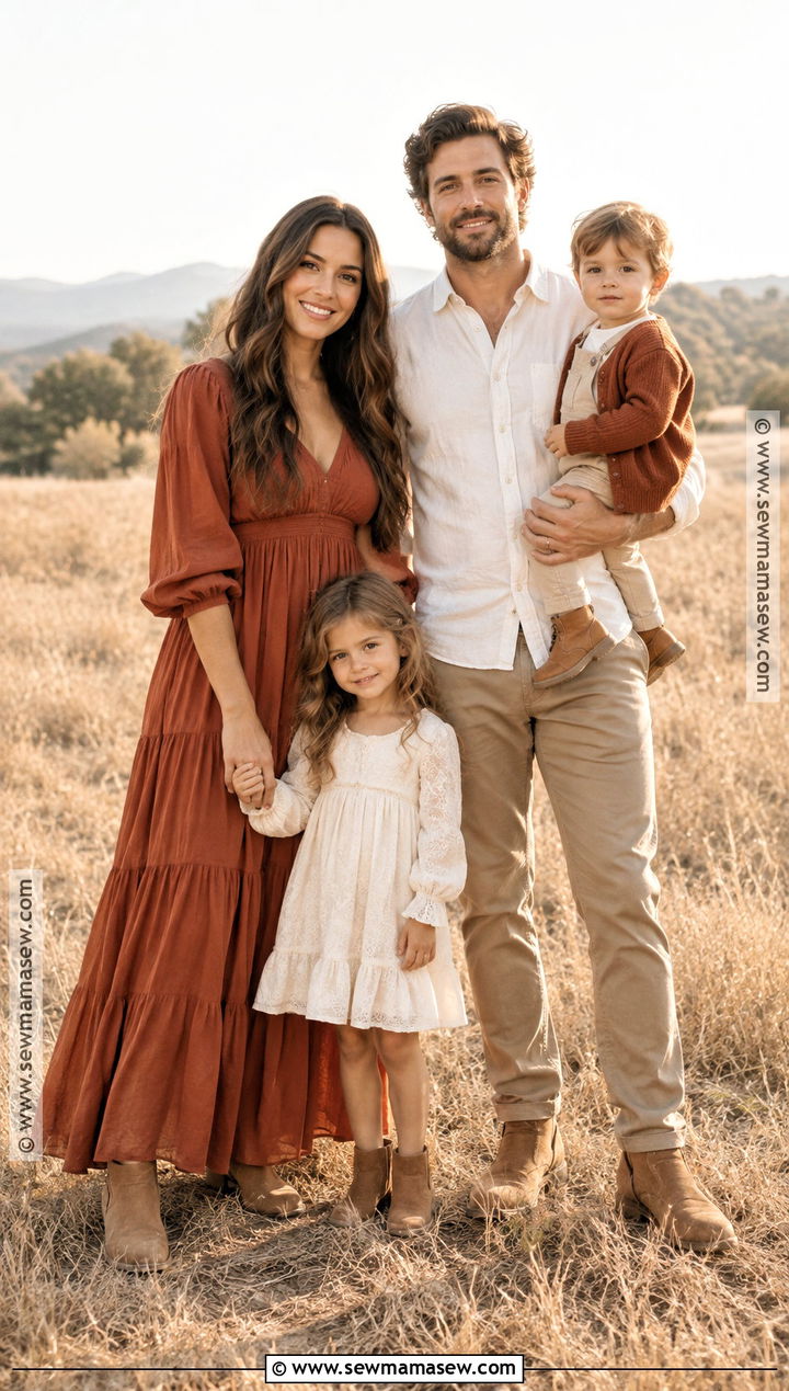 Terracotta And Ivory September Family Photo Outfits - 20 september family photos outfits