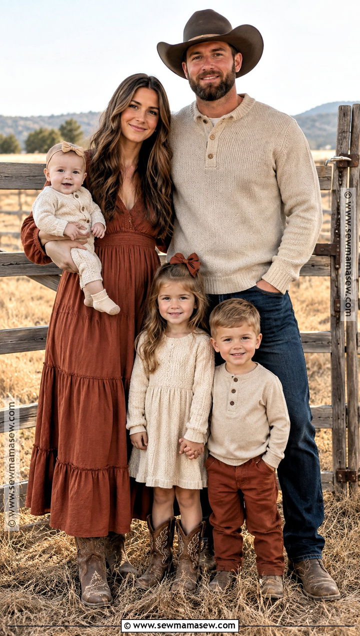 Terracotta And Oatmeal Country Family Picture Outfits - 15 fall family pictures outfits country