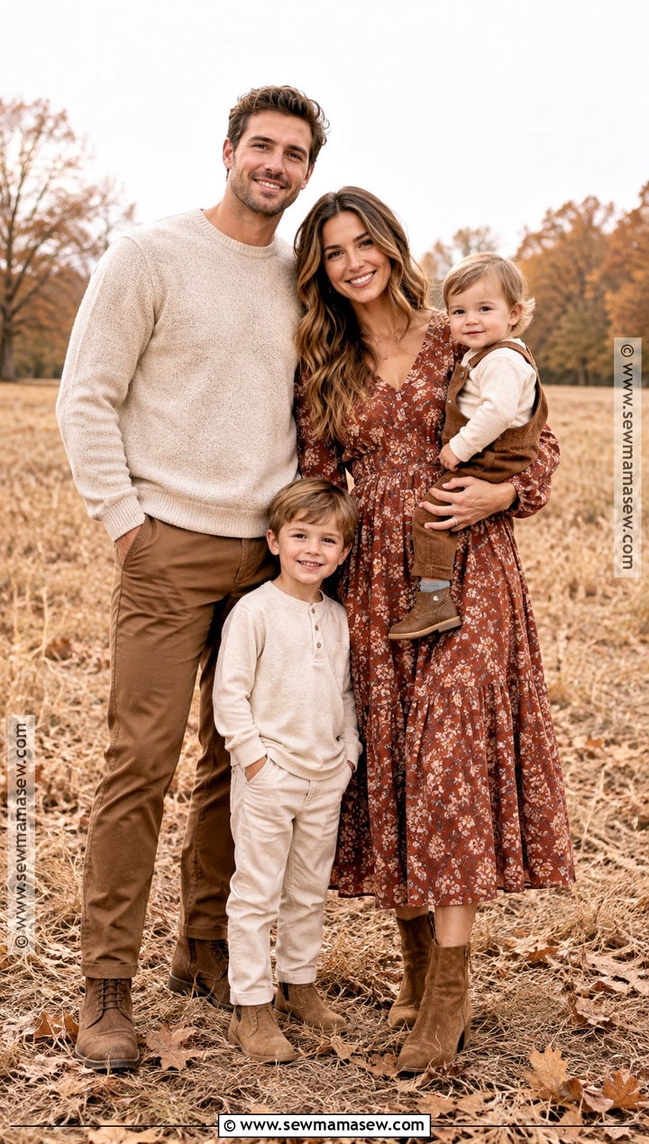 Terracotta And Oatmeal Family Fall Photo Outfit - 15 family fall pics outfits