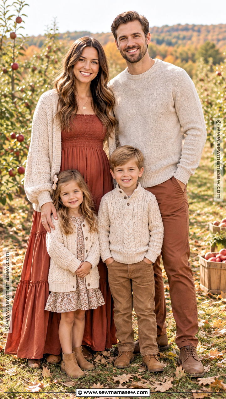 Terracotta And Oatmeal Family Fall Picture Outfits - 15 cute family fall picture outfits