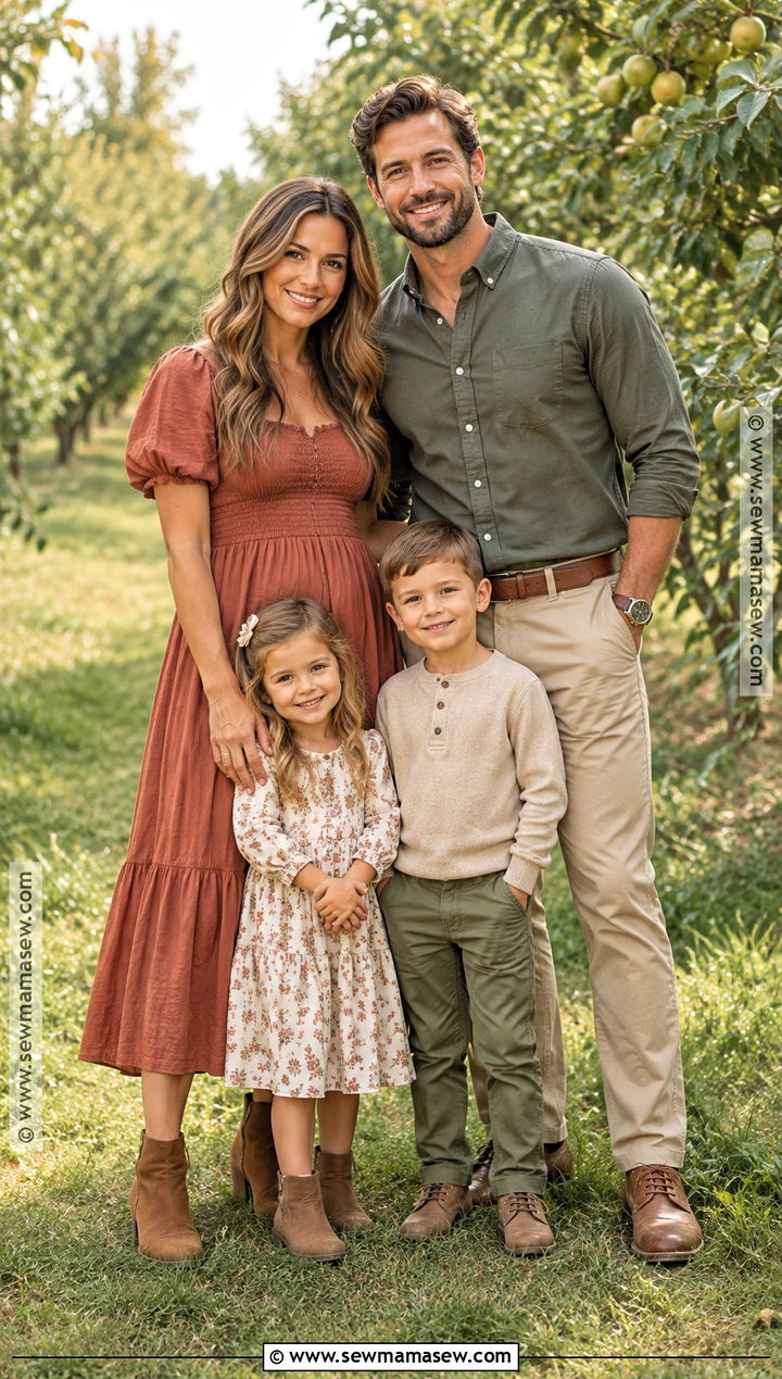 Terracotta And Olive Early Fall Family Photo Outfits - 20 early fall family photo outfits
