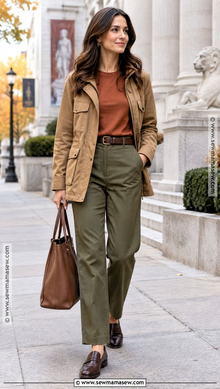 Terracotta And Olive Green Fall Outfit - 25 Fall Colors Outfits