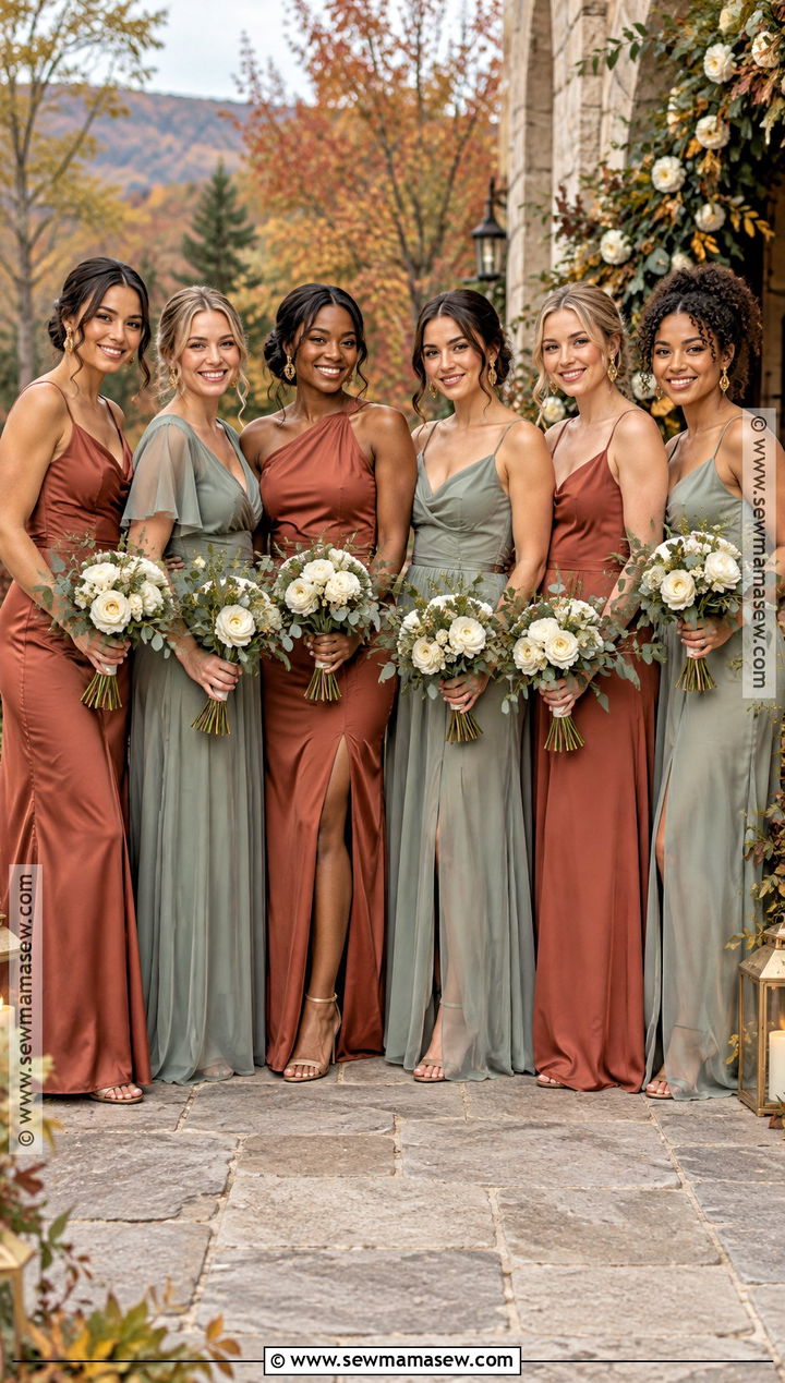 Terracotta And Sage Bridesmaid Dresses - 25 mixed bridesmaid dresses fall