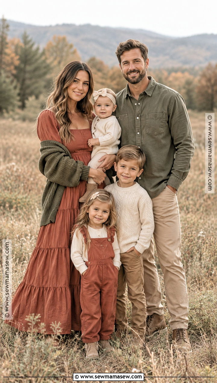 Terracotta And Sage Fall Family Photo Outfits - 20 outdoor family photo outfits fall