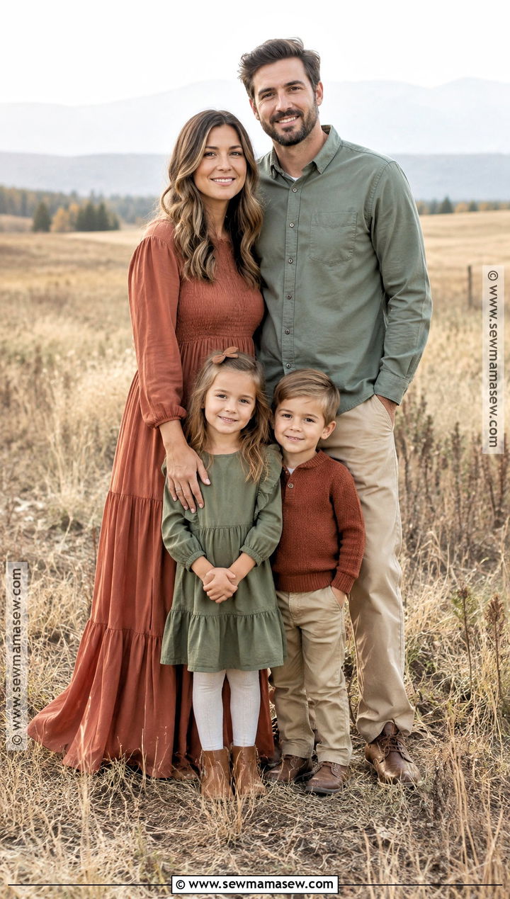 Terracotta And Sage Family Photo Outfits - 20 fall winter family photo outfits