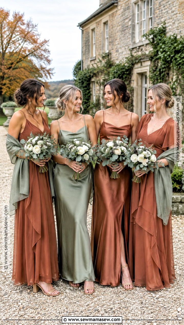 Terracotta And Sage Green Bridesmaid Dresses - 15 Fall Wedding Color Schemes October Bridesmaid Dress Ideas