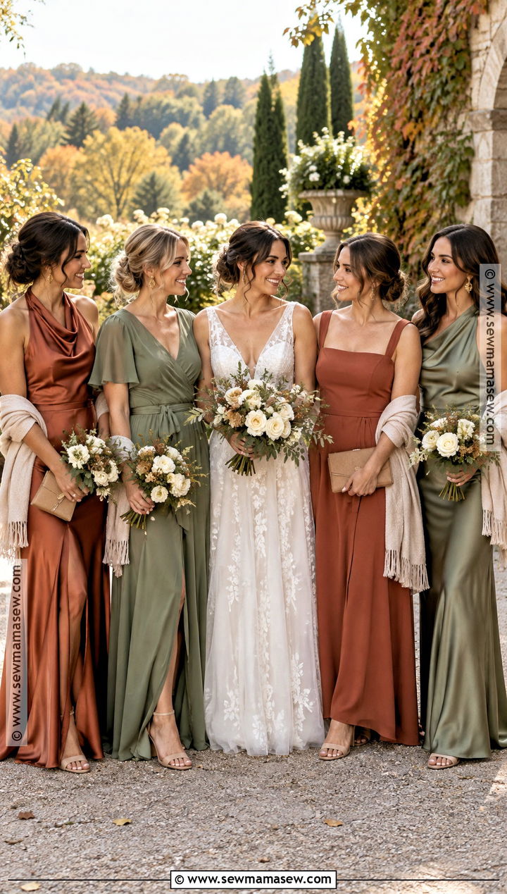 Terracotta And Sage Mismatched Bridesmaid Dresses - 20 mismatch bridesmaid dresses fall