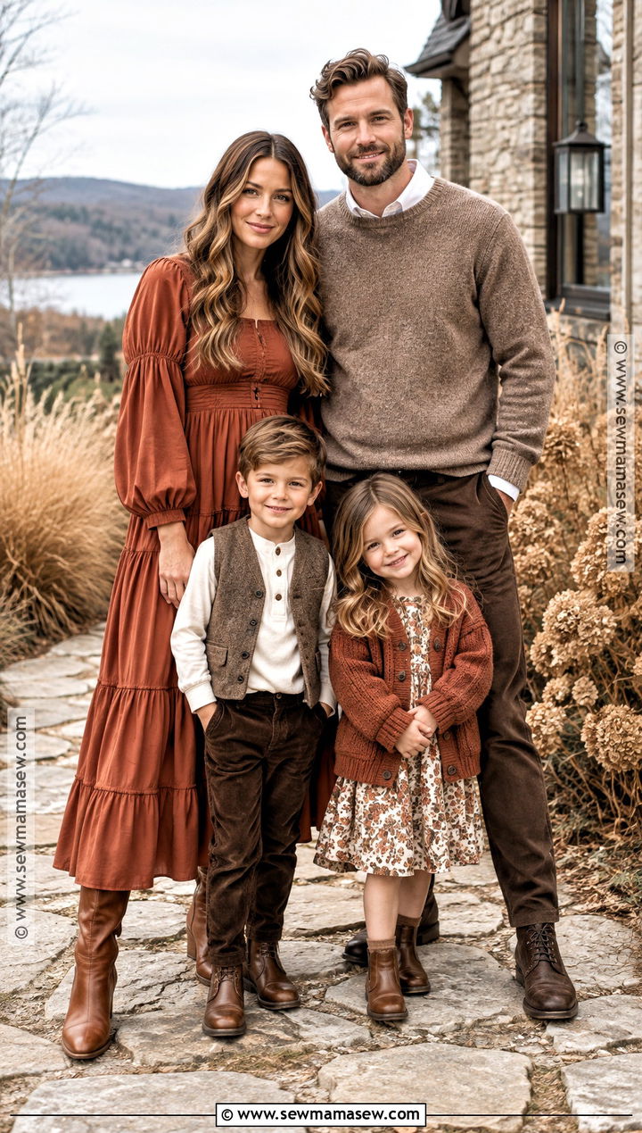 Terracotta And Taupe Family Photoshoot Outfit - 25 Fall Photoshoot Outfits for Family