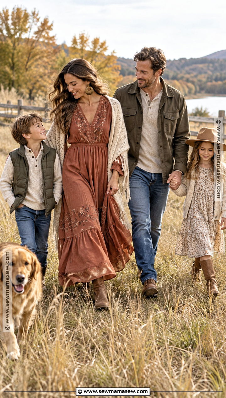 Terracotta Boho Fall Photoshoot Dress - 15 fall dresses for photoshoot for family