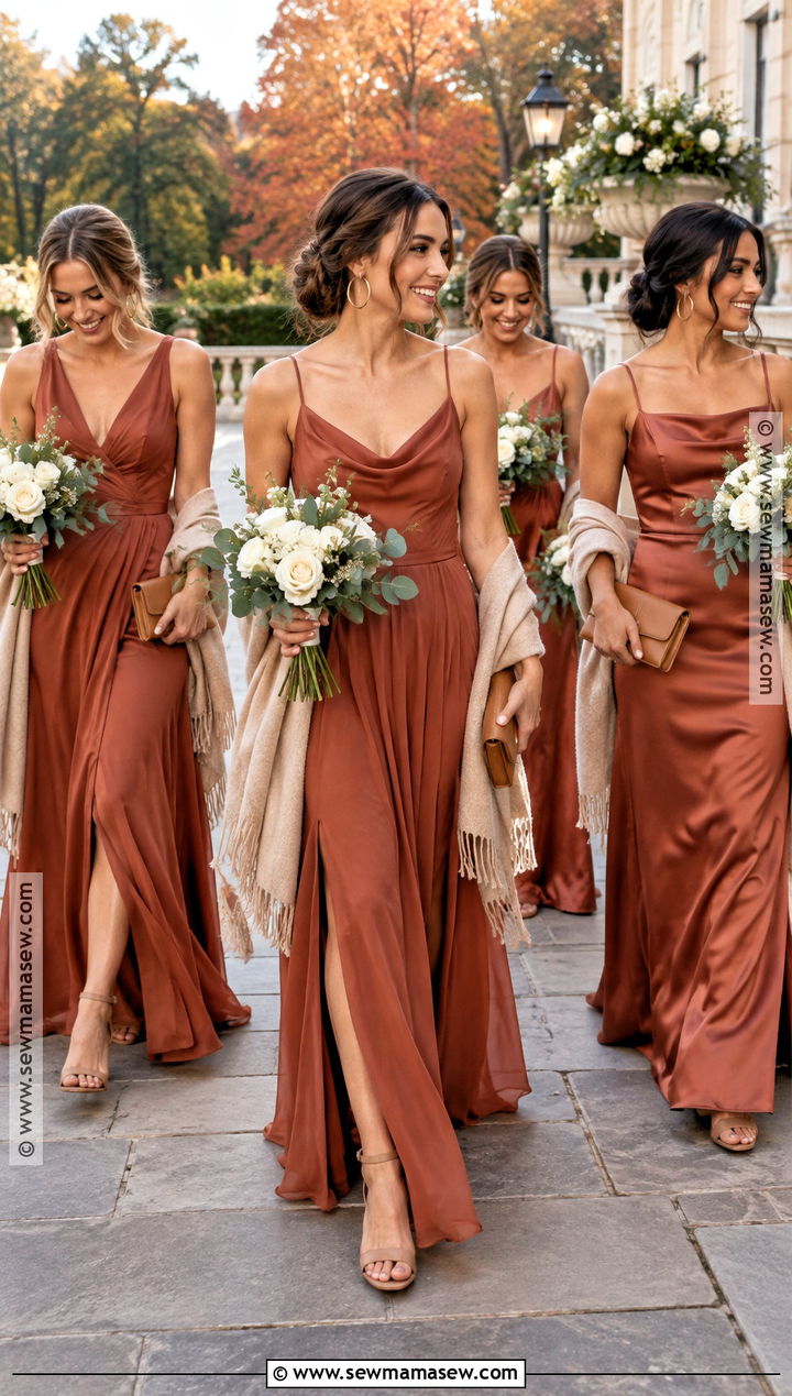 Terracotta Bridesmaid Dress - 15 November Wedding Colors Bridesmaid Dress Ideas