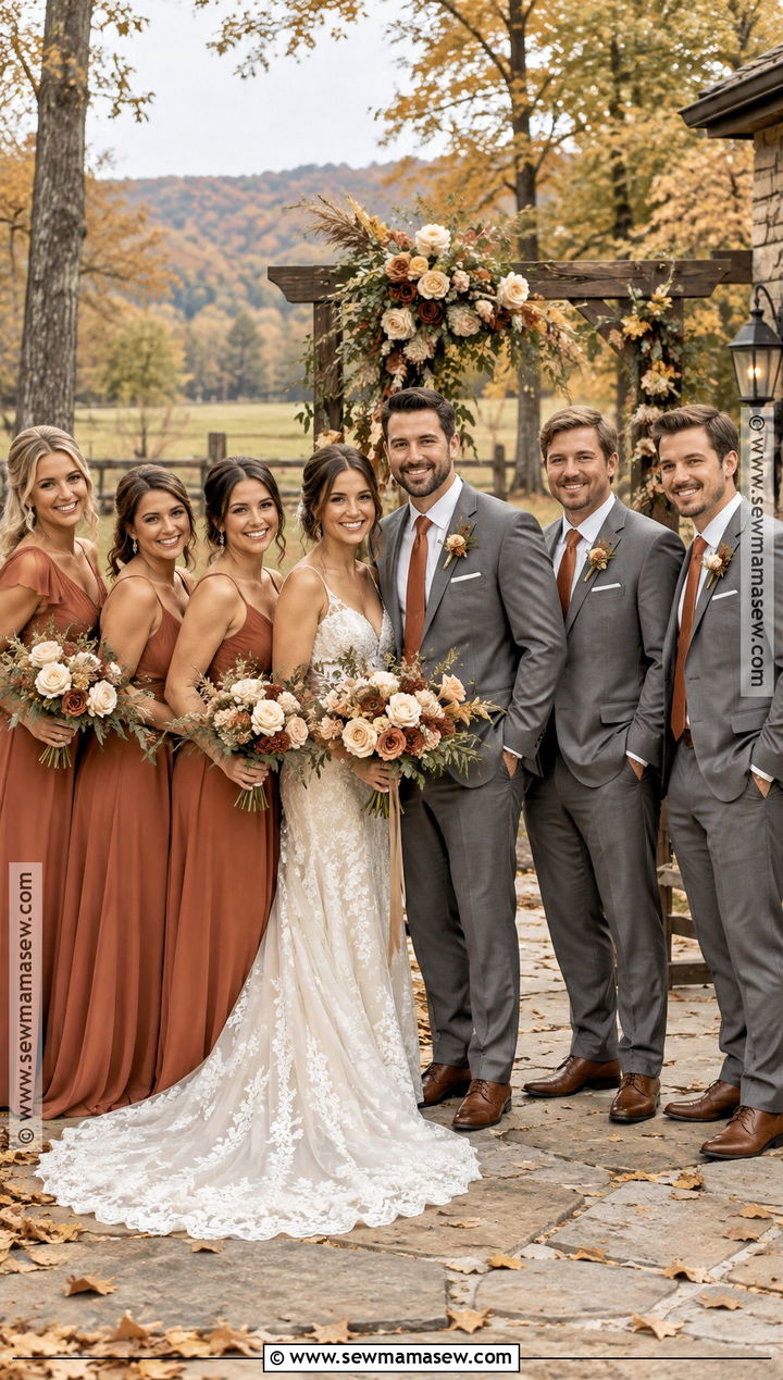 Terracotta Chiffon Fall Wedding Party Attire - 15 fall wedding wedding party attire ideas