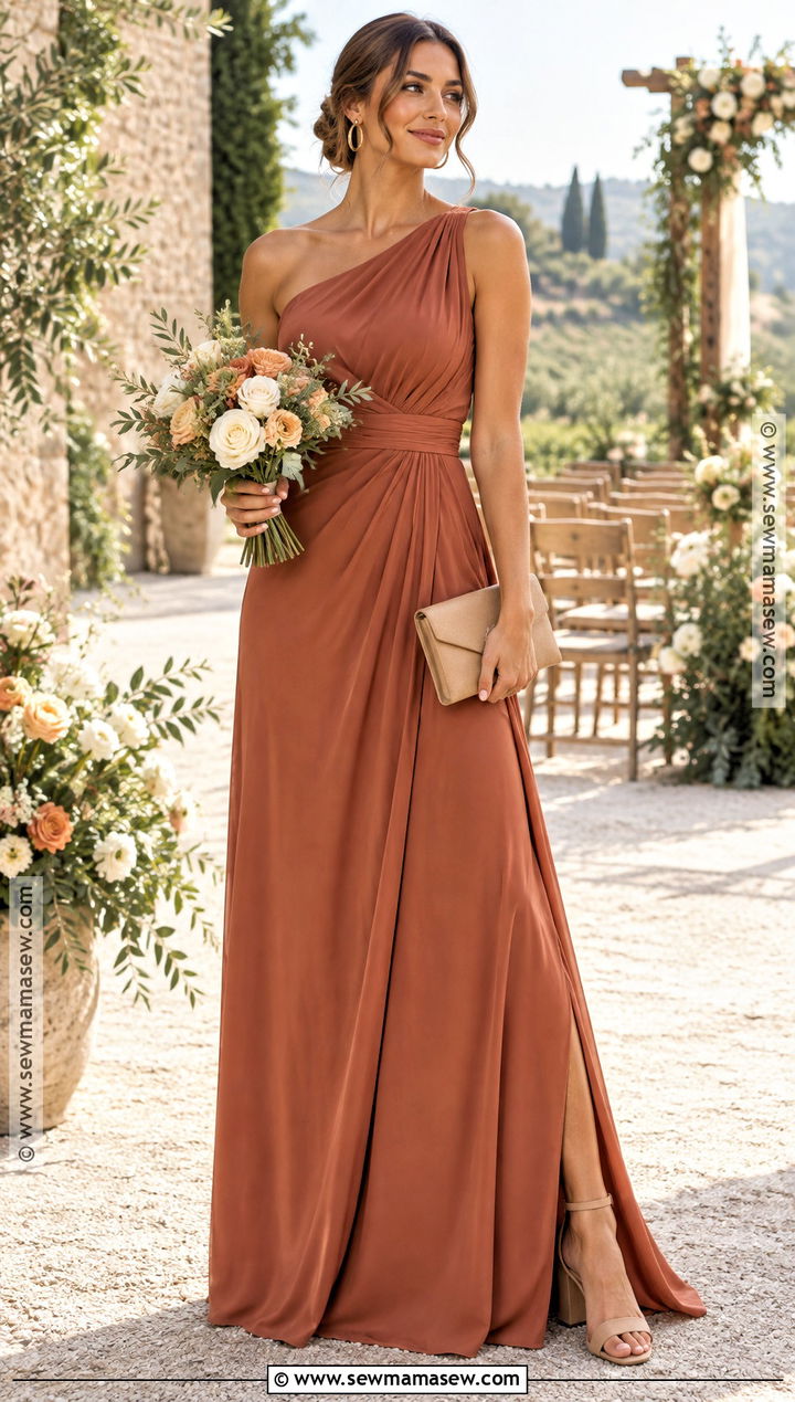 Terracotta Crepe Bridesmaid Dress - 15 fall tones bridesmaid dresses