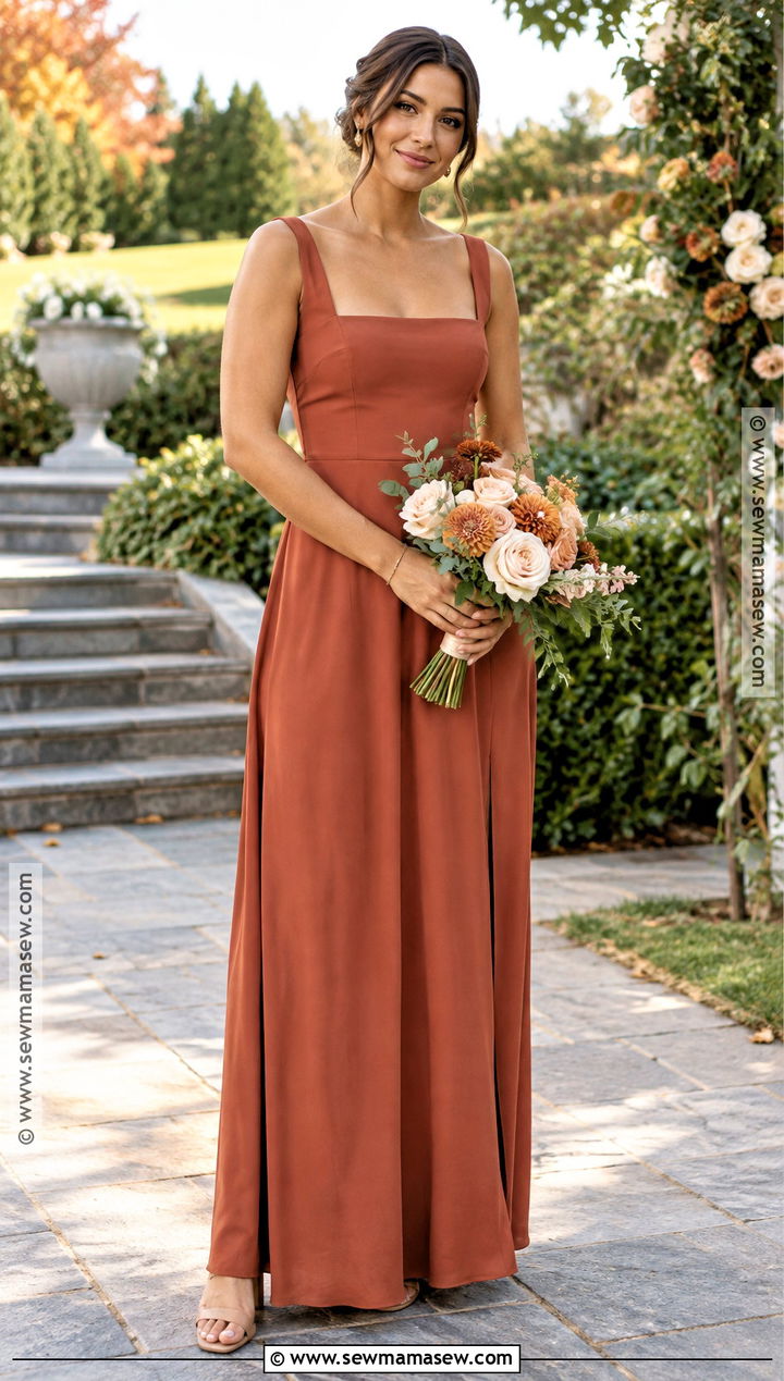 Terracotta Crepe Bridesmaid Dress - 15 Bridesmaid Dress Fall Colors Ideas