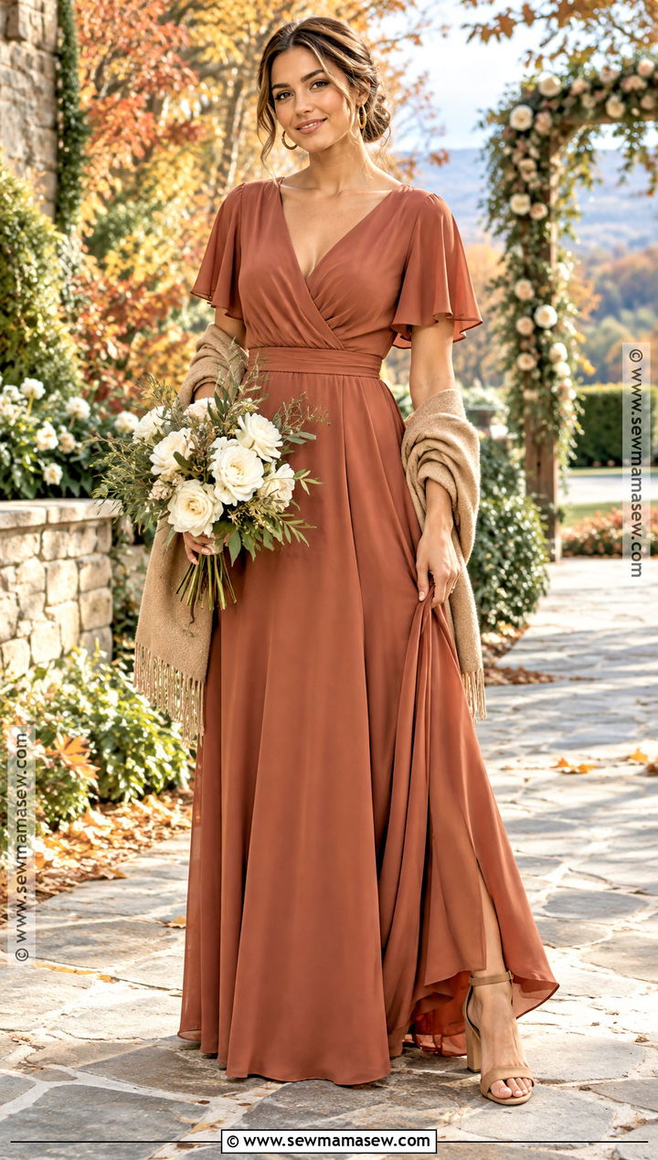 Terracotta Crepe Fall Bridesmaid Dress - 15 Neutral Bridesmaid Dresses Fall