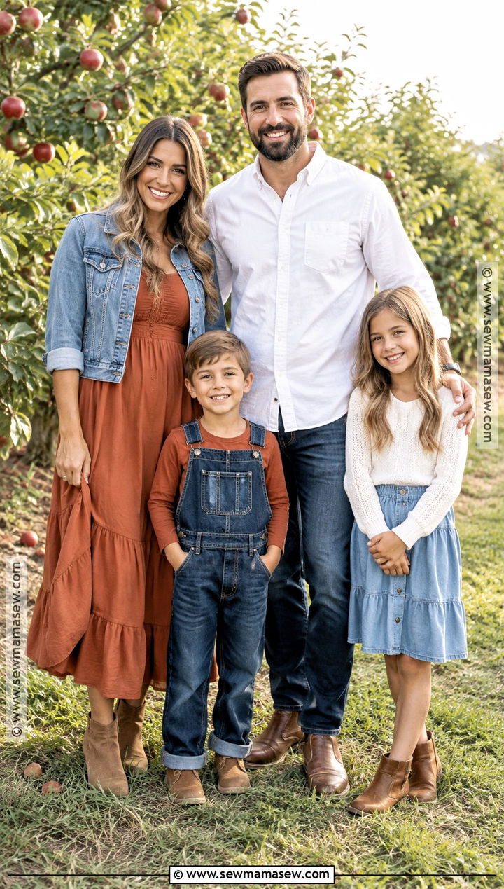 Terracotta Denim And White Family Photo Outfits - 15 family photos fall outfits color schemes