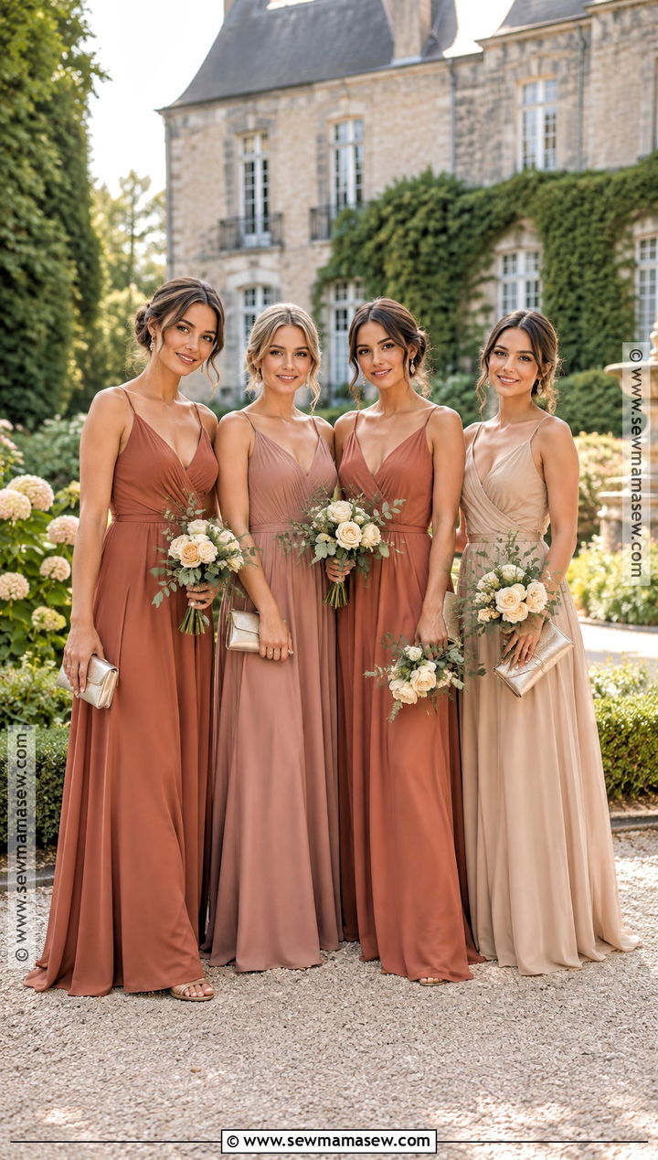 Terracotta Dusty Rose and Champagne Bridesmaid Dresses - 15 Multiple Color Bridesmaid Dresses Fall
