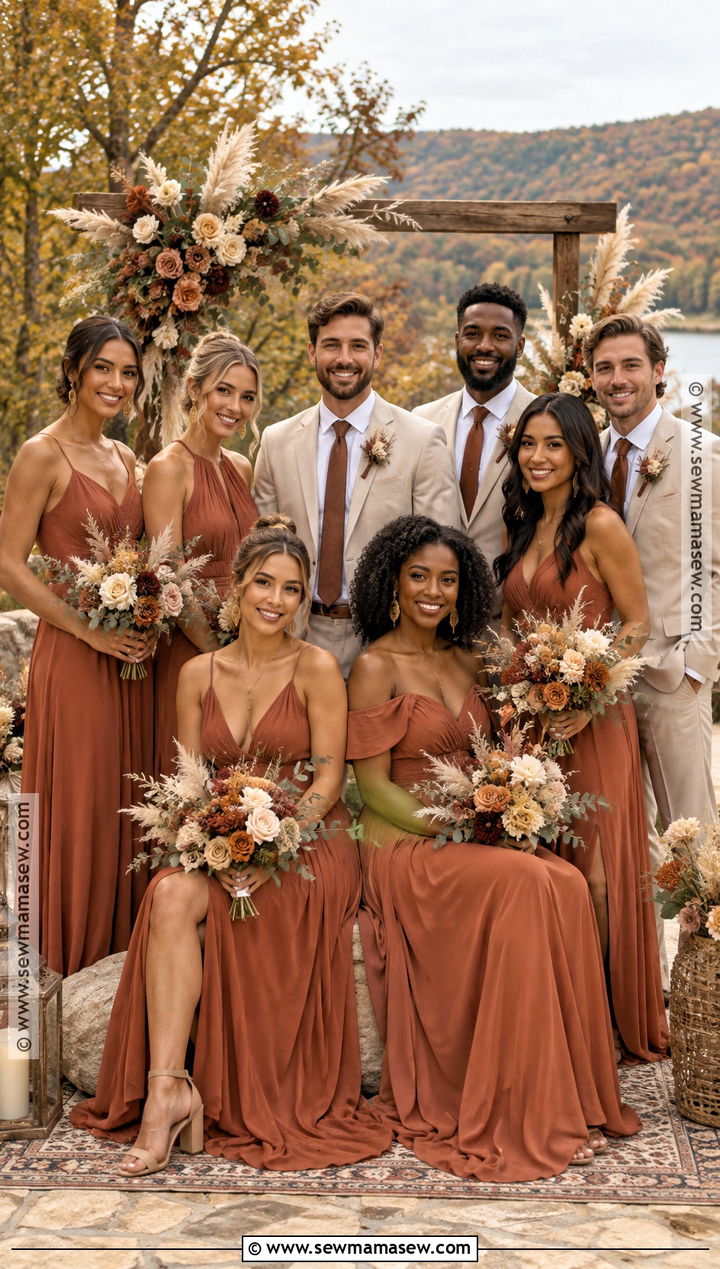 Terracotta Fall Boho Wedding Party Attire - 15 fall boho wedding party attire ideas
