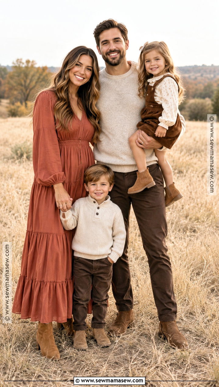 Terracotta Oatmeal And Chocolate Fall Family Photo Outfits - 25 fall family photo outfits
