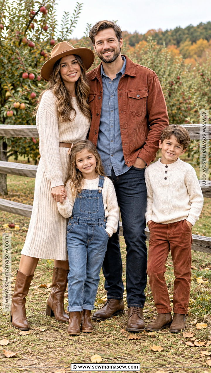 Terracotta Oatmeal And Denim Fall Family Photo Outfits - 15 family photo outfit fall color schemes ideas