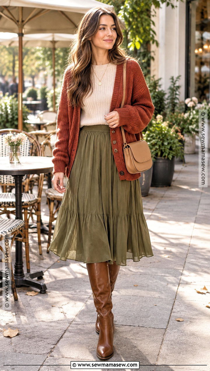 Terracotta Oatmeal and Olive Autumn Outfit - 20 warm autumn outfits color palettes