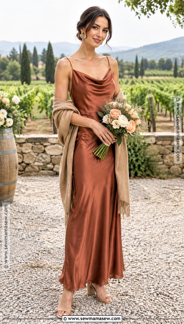 Terracotta Satin Bridesmaid Dress - 15 Fall Coloured Bridesmaid Dresses