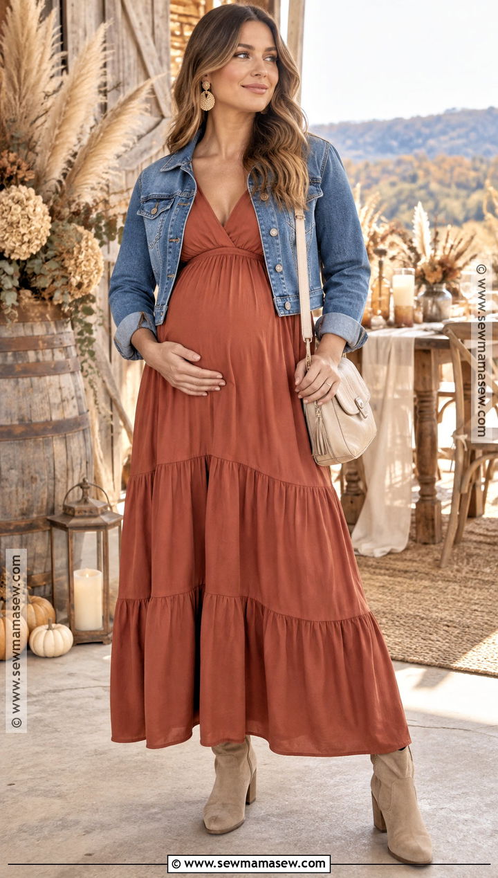 Terracotta Tiered Baby Shower Dress - 20 fall baby shower dress ideas for moms